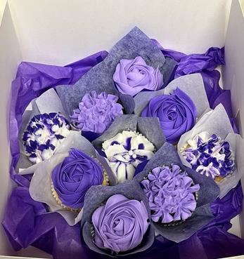 purple cupcake bouquet